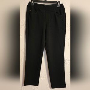 Belle Kim Gravel Pull On Ponte Pants Black Size 10